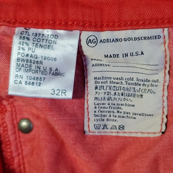 AG "The Stevie Ankle Slim Straight Leg" Red pants - Picture 7 of 10